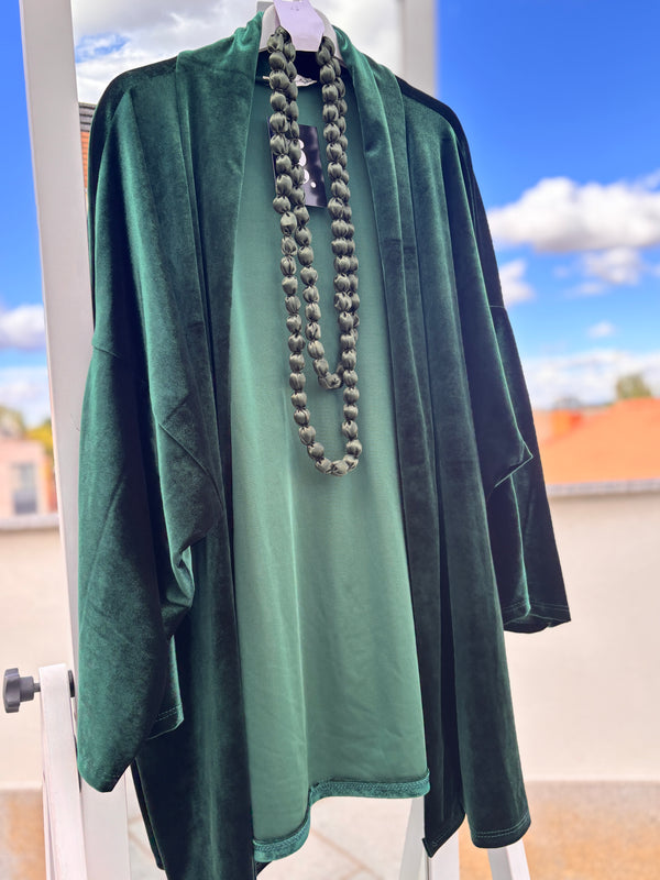 Kimono Corto Terciopelo verde bosque