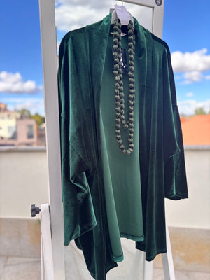 Kimono Corto Terciopelo verde bosque
