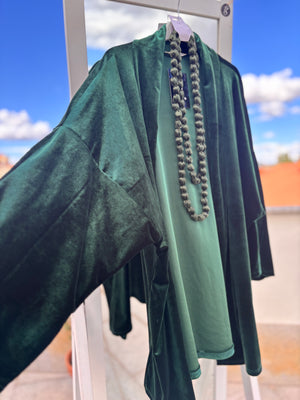 Kimono Corto Terciopelo verde bosque