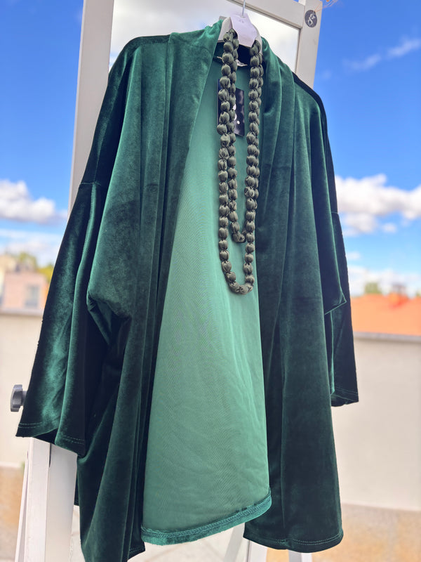 Kimono Corto Terciopelo verde bosque