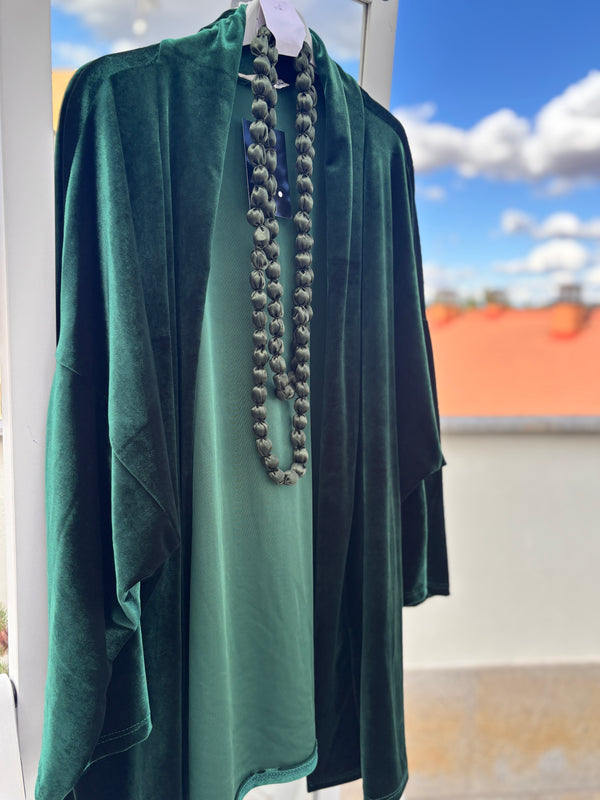 Collar bolas madera y seda