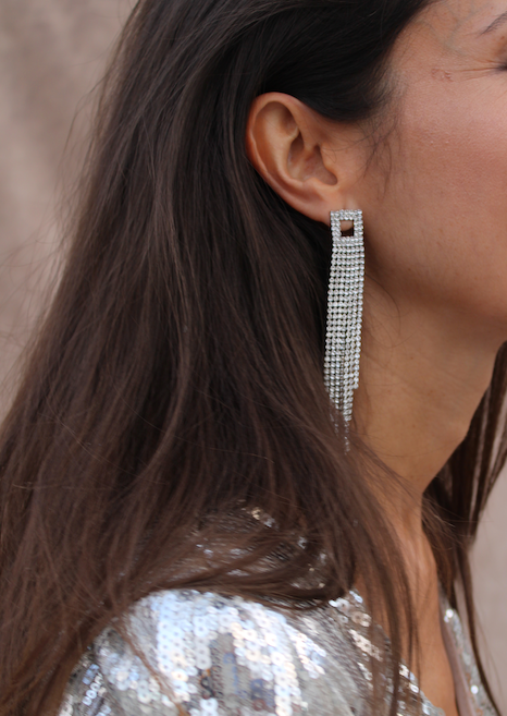 Pendientes Strass plateados