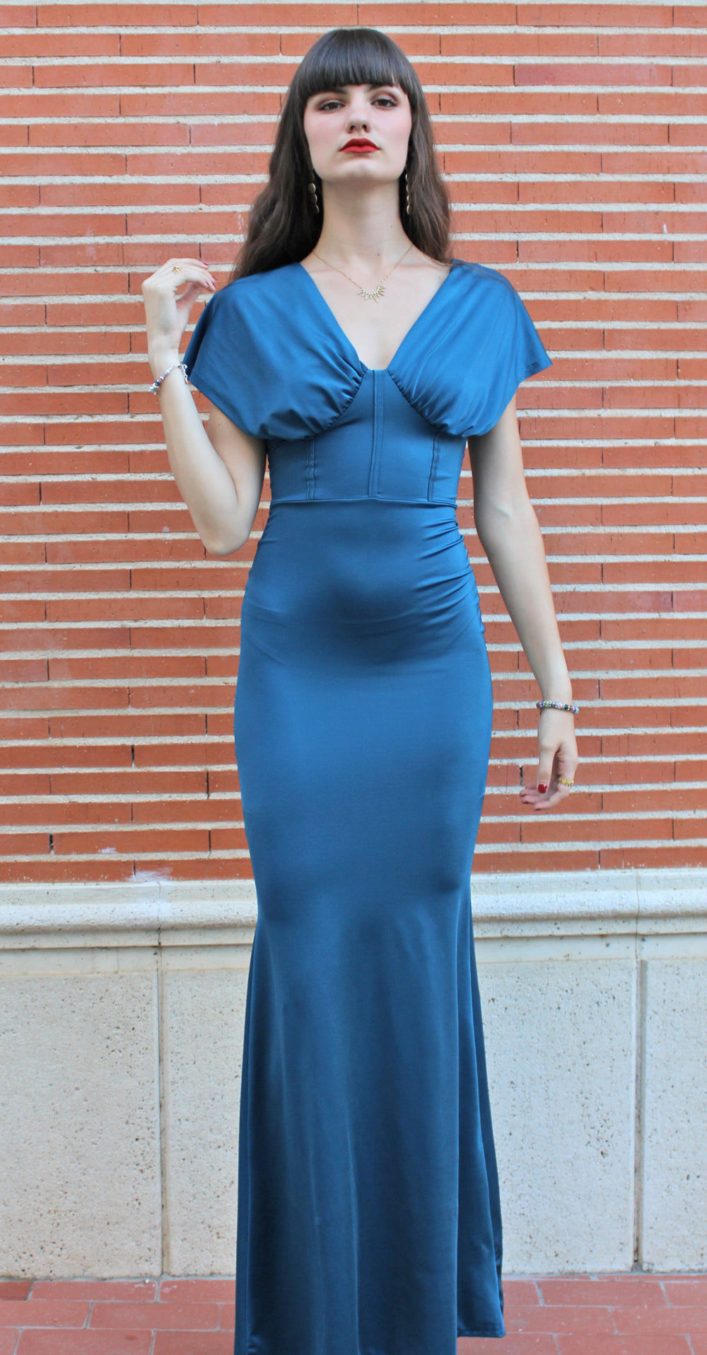 VESTIDO AZURRA AZUL PETRÓLEO